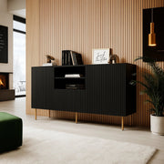 Madia Stornara, Credenza 4 Ripiani, 150x42x82h cm Nero