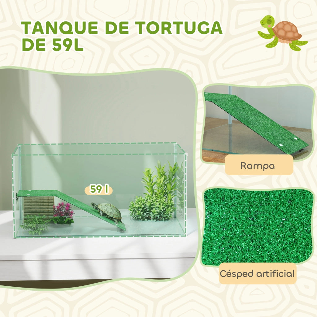 Terrario per Tartarughe con Rampa ¨C zephmum ¨C Bianco 60x35x28 cm