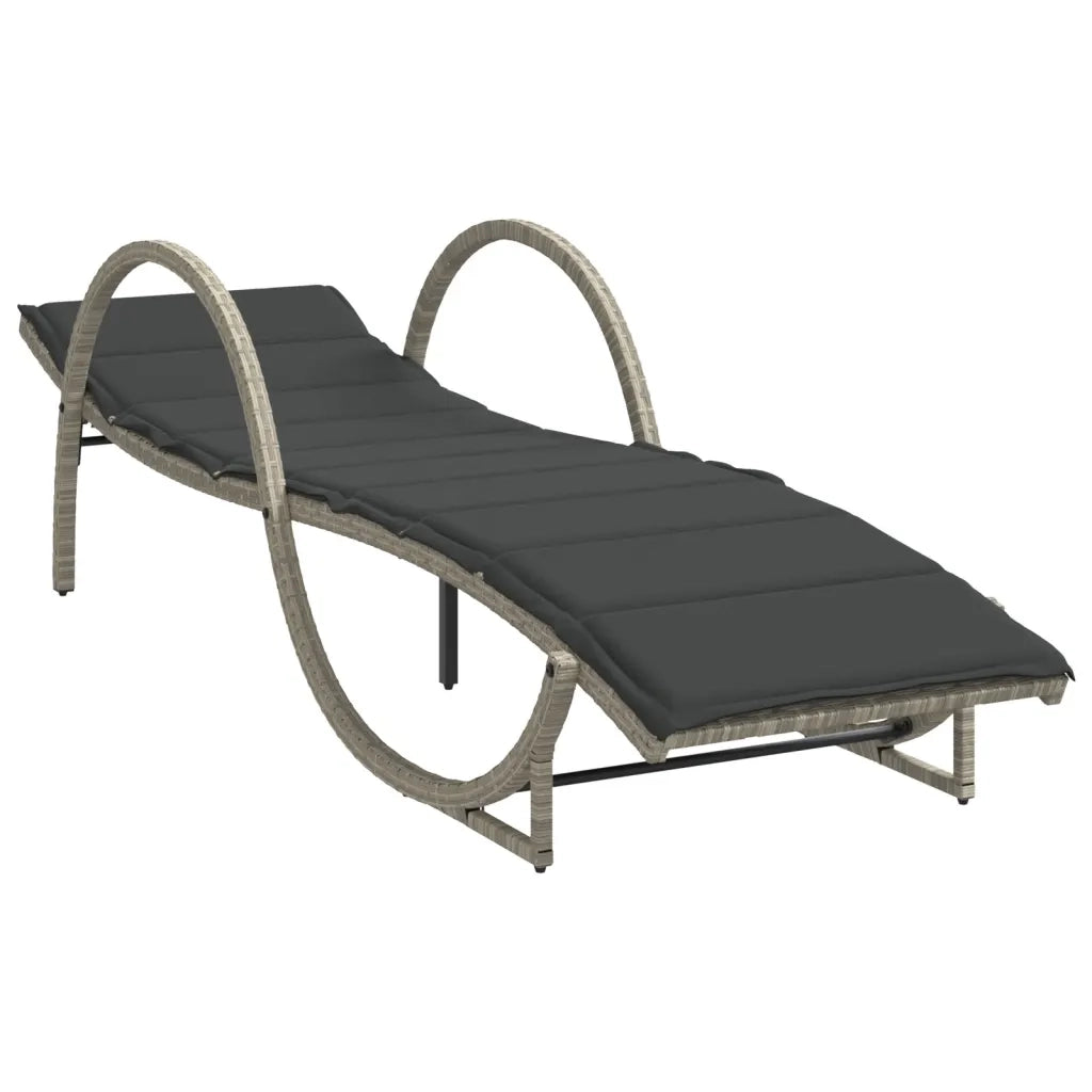 Lettini Prendisole 2 pz | Sdraio da giardino | Lettino da sole con Cuscini Grigio Chiaro in Polyrattan
