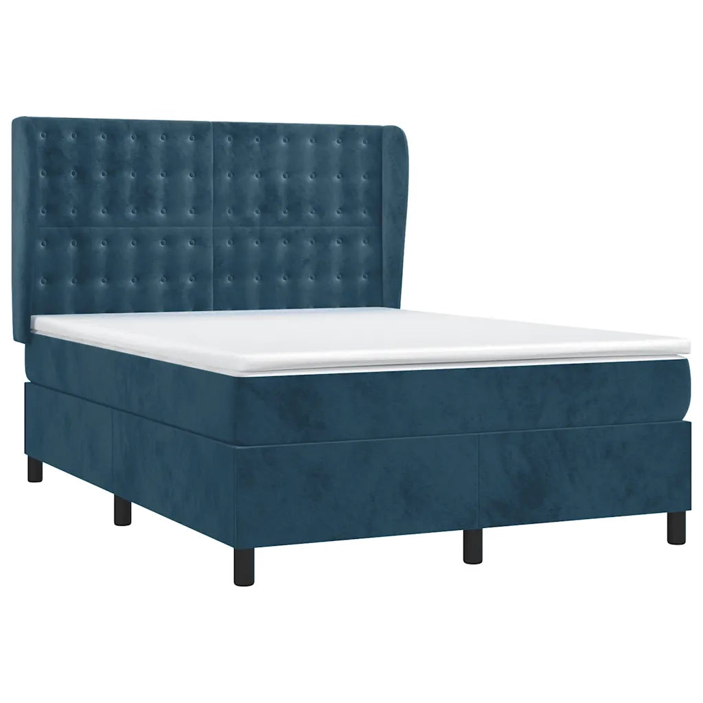 Giroletto a Molle con Materasso Blu Scuro 140x190 cm in Velluto 3129451
