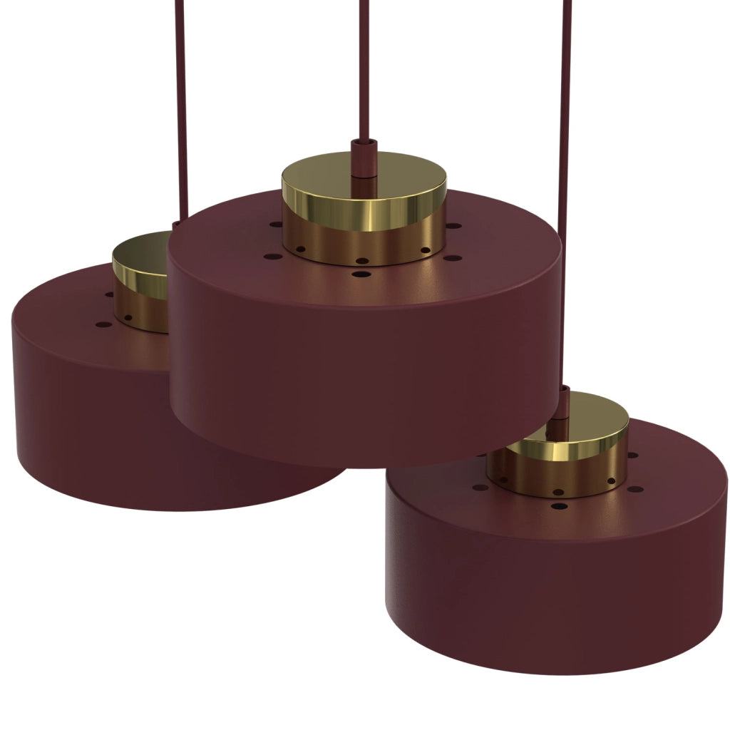 Lampada sospesa Marti 3xE27 bordeaux oro Luminex