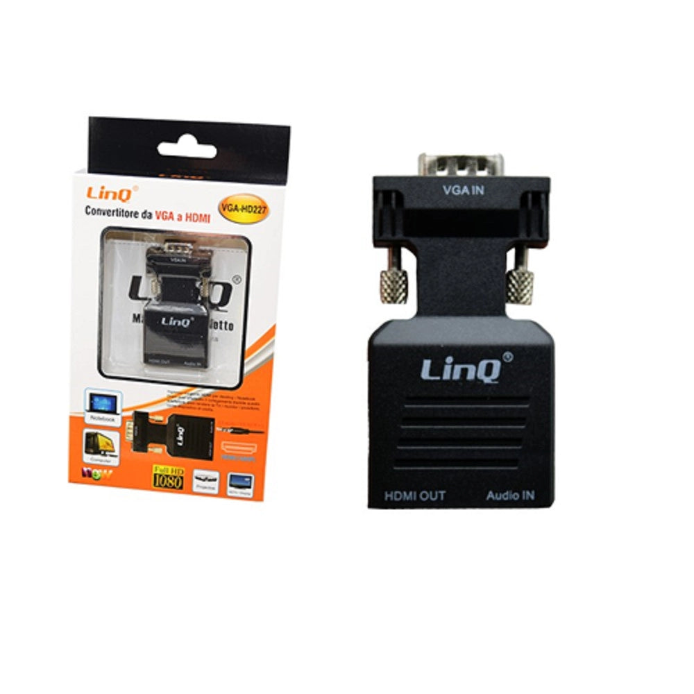 Trade Shop - Convertitore Adattatore Video Da Presa Vga Maschio A Hdmi Femmina Audio Vga-hd227 -
