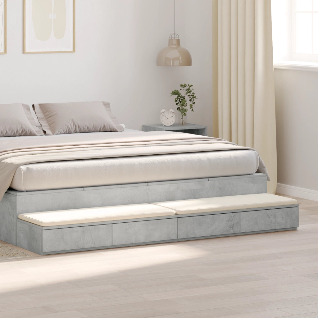 Cassetti per Letto Grigio Cemento 180x36,5x16,5 cm Legno Ingegnerizzato