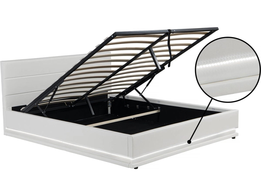 Letto LED con contenitore "Anastasia" - 160 x 200 cm - Bianco