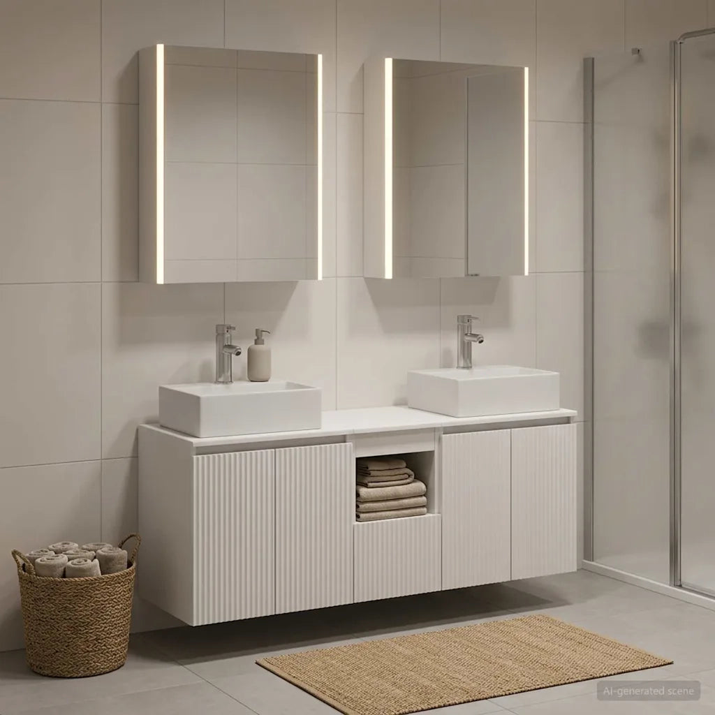 Set di Armadi da Bagno 5 pcs Bianco Legno ingegnerizzato 3406407
