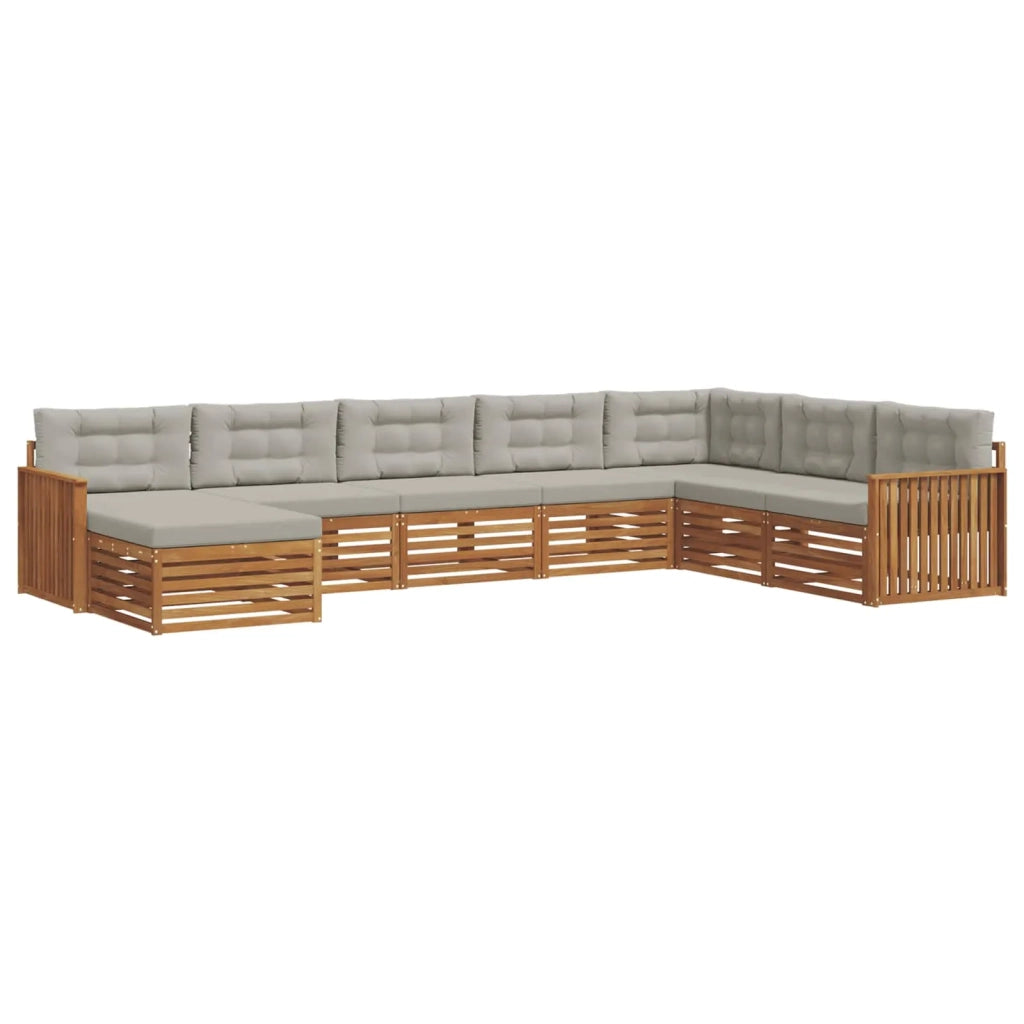 Set di divani da esterno 8 pcs Grigio Naturale e Chiaro