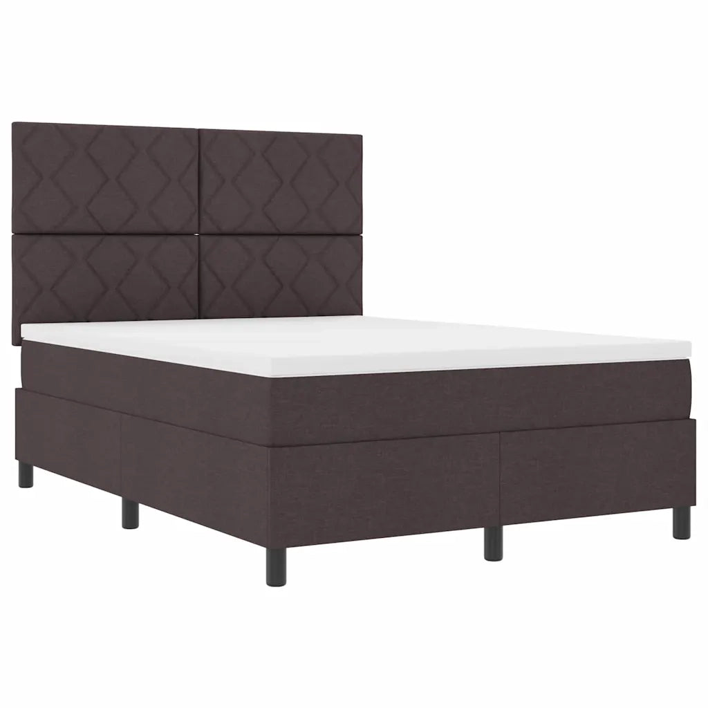 Letto a molle con materasso Marrone Scuro 140 x 190 cm Tessuto 3339465