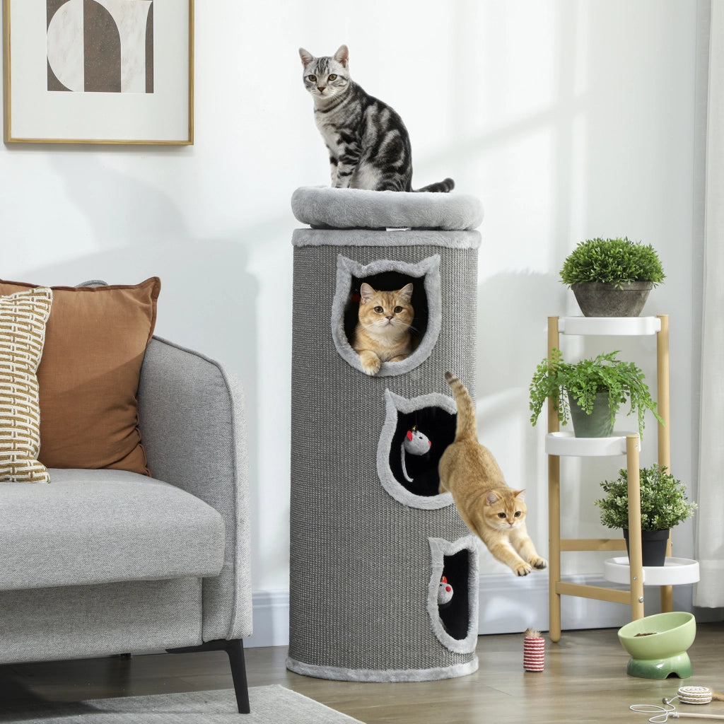 Torre per gatti a 4 livelli con letto lavabile ¨C zephmum ¨C grigio 96 cm