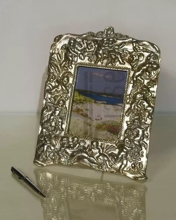 Mobili2g - portafoto in foglia argento rettangolare - misure: l.22 x h.28 x p.2