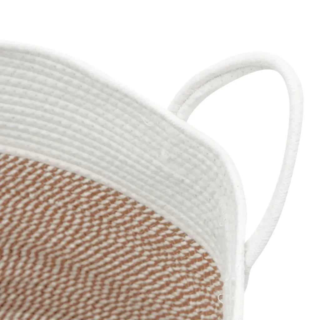 Cestino Portaoggetti Marrone e Bianco ?51x33 cm in Cotone CFW7843533