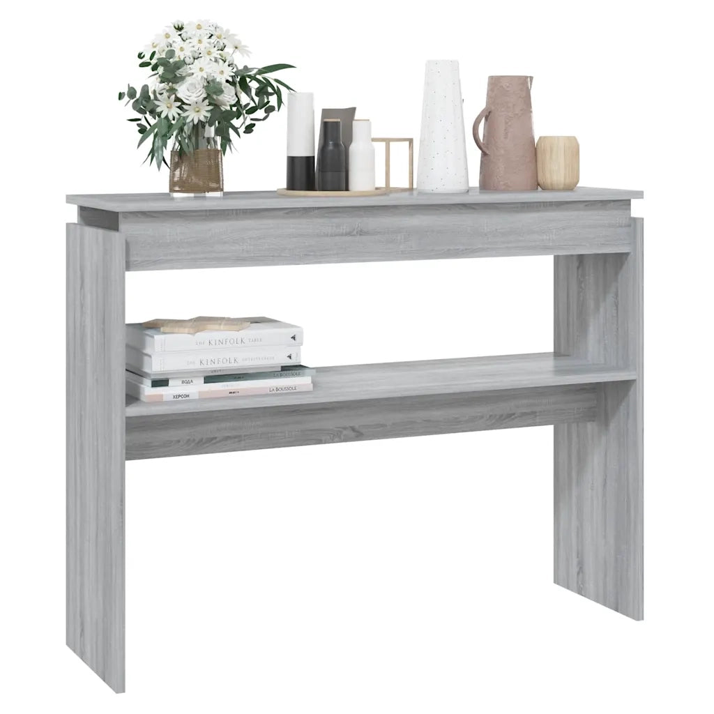 Tavolino Consolle-Tavolino da soggiorno-Tavolo Grigio Sonoma 102x30x80 cm Legno Multistrato