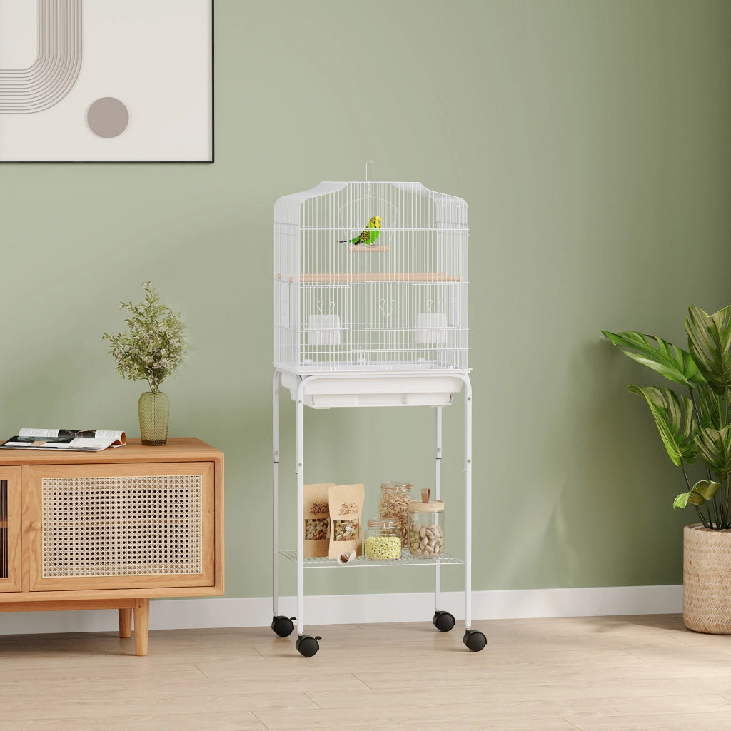 Gabbia per Uccelli con Ruote ¨C zephmum ¨C Bianco 46.5x36x124 cm