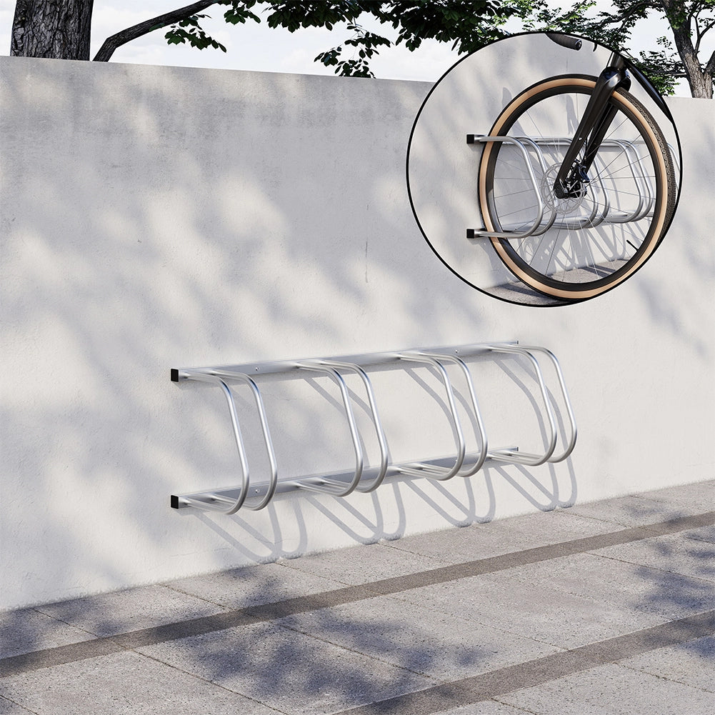 Rastrelliera Parcheggio Bici 4 Posti in Acciaio 33x27x100 cm Silver
