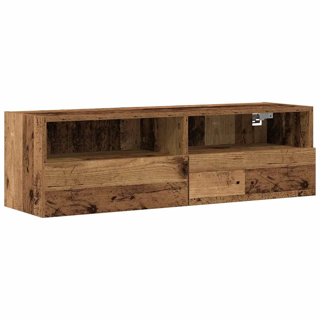 Mobile TV da parete 2 pcs Legno vecchio 100 x 30 x 30 cm 862189