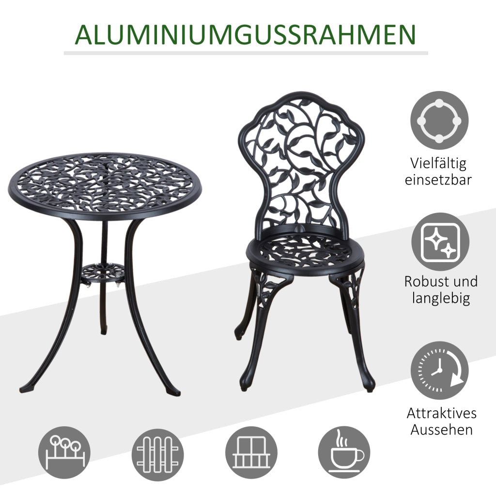 Set da bistrot per 2 persone, set di mobili da balcone con tavolino e 2 sedie, nero, ideale per giardino e terrazzo.