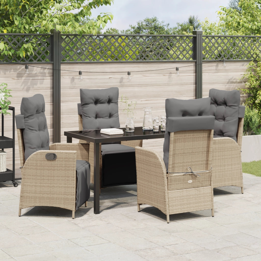 Set da pranzo da giardino 5 pezzi Beige Rattan polimerico