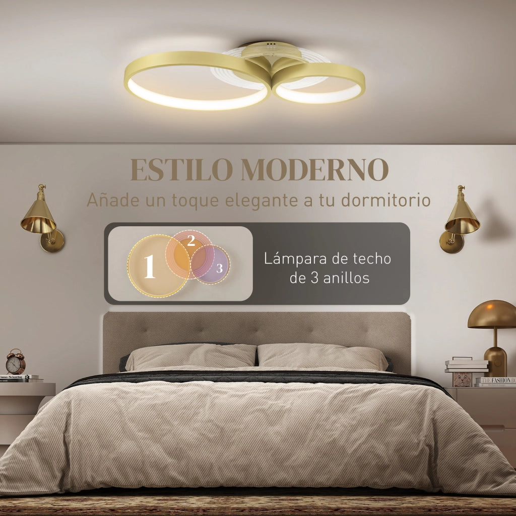Lampada a Soffitto LED 40W 3000K/4000K/6500K ¨C zephmum ¨C Dorato