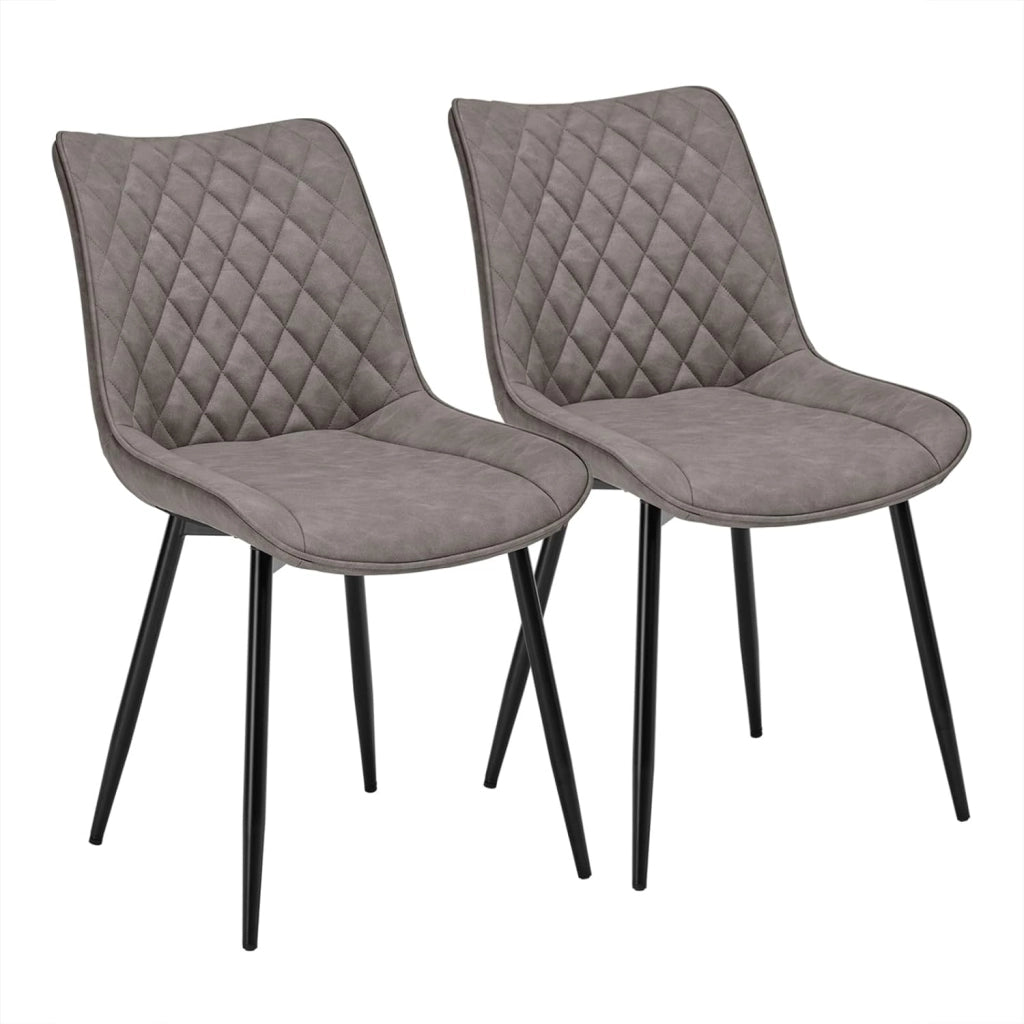 set di 2 sedie sala da pranzo sedie cucina moderne sedie imbottite Adatte per Sala Pranzo, Soggiorno, Camera da Letto Estetica in Ecopelle Grigio scuro Metallo BH210dgr-2