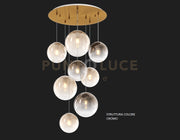 SOSP. CROMO 8 LUCI TONDA VETRI (2 PICCOLI AMBRA+3 PICCOLI BRONZO+2 MEDI AMBRA+1 MEDIO BRONZO) 1194CR-S8 TPM-AB