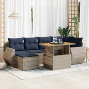 Set Divani da Giardino 7 pz con Cuscini Grigio in Polyrattan 3327288