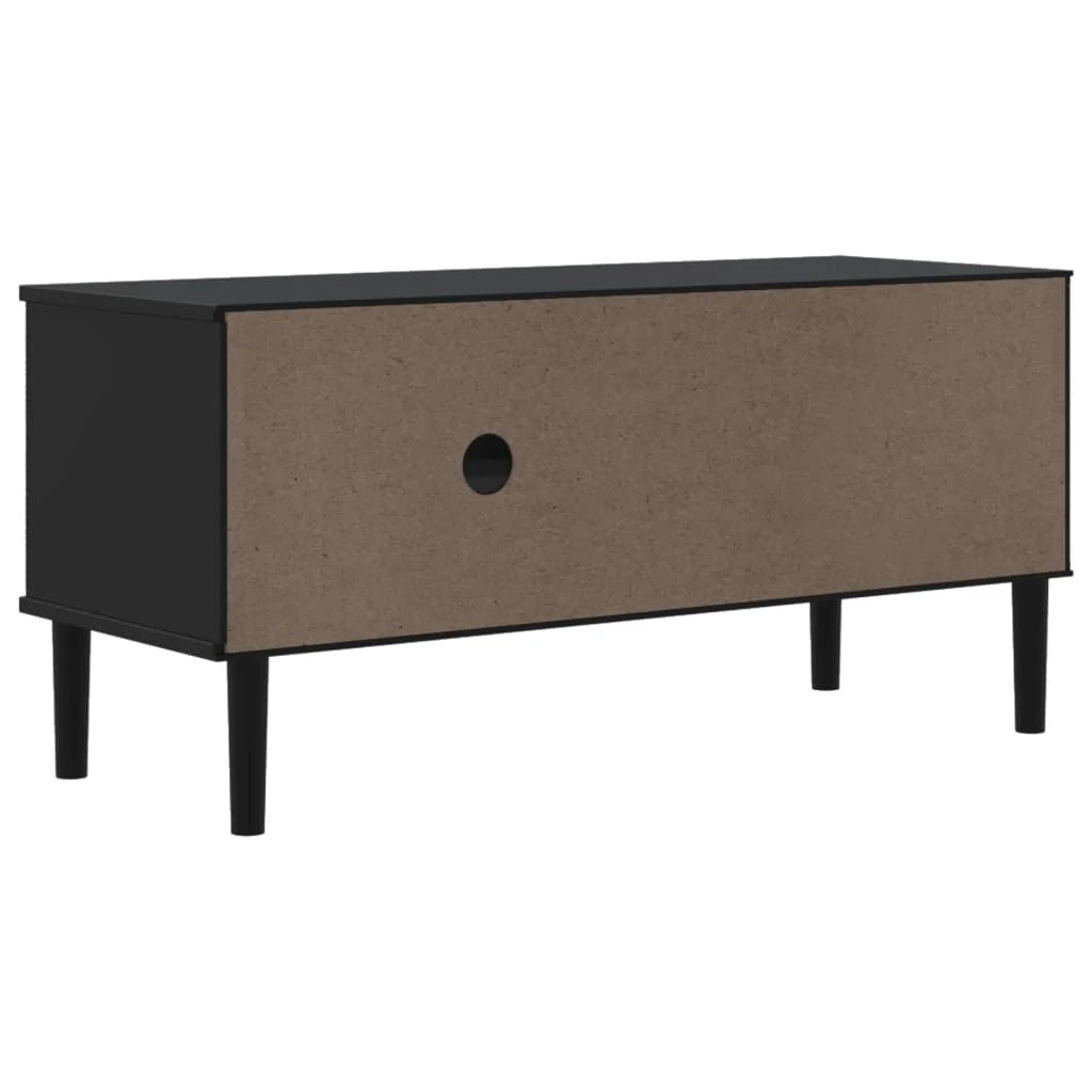 Mobile TV multimediale scaffale per televisione televisione buffet sala da pranzo soggiorno camera da letto SENJA effetto rattan 106 x 40 x 49 cm legno massiccio pino nero 02_0028314