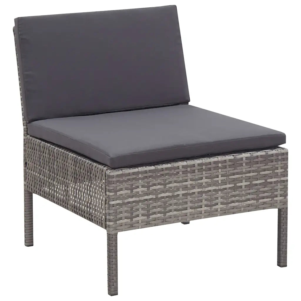 Set Divani da Giardino 6 pz con Cuscini in Polyrattan Grigio 48942