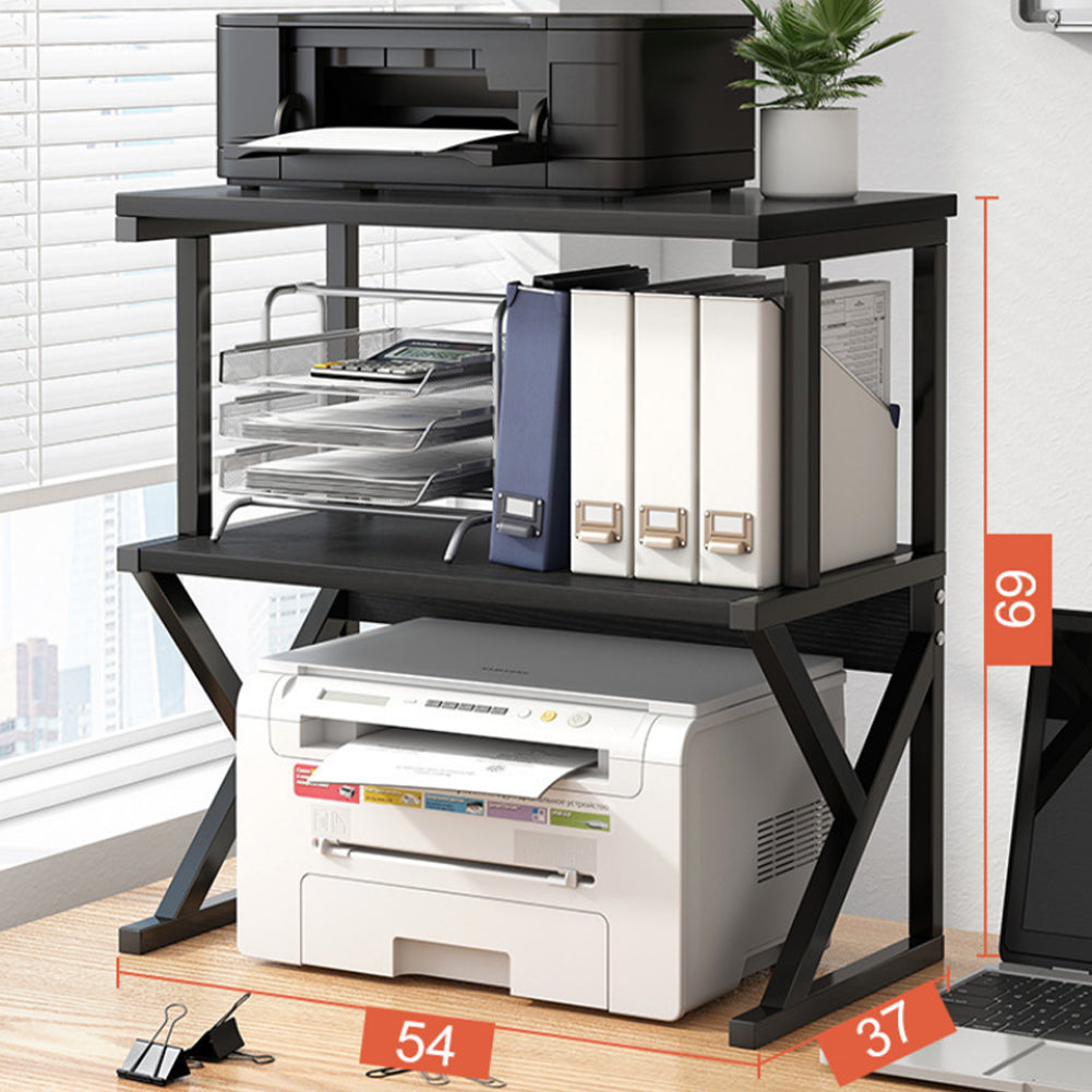 Scaffale da Scrivania Multiuso 3 Ripiani 54x37x69 cm per Stampante Ufficio in MDF Nero