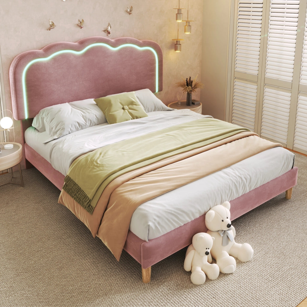 letto imbottito velluto rosa 140 x 200 cm