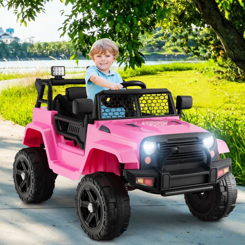 Camion elettrico a batteria da 12v per bambini, Auto elettrica con telecomando sedile extra large porta USB Rosa-Macchinine giocattoli