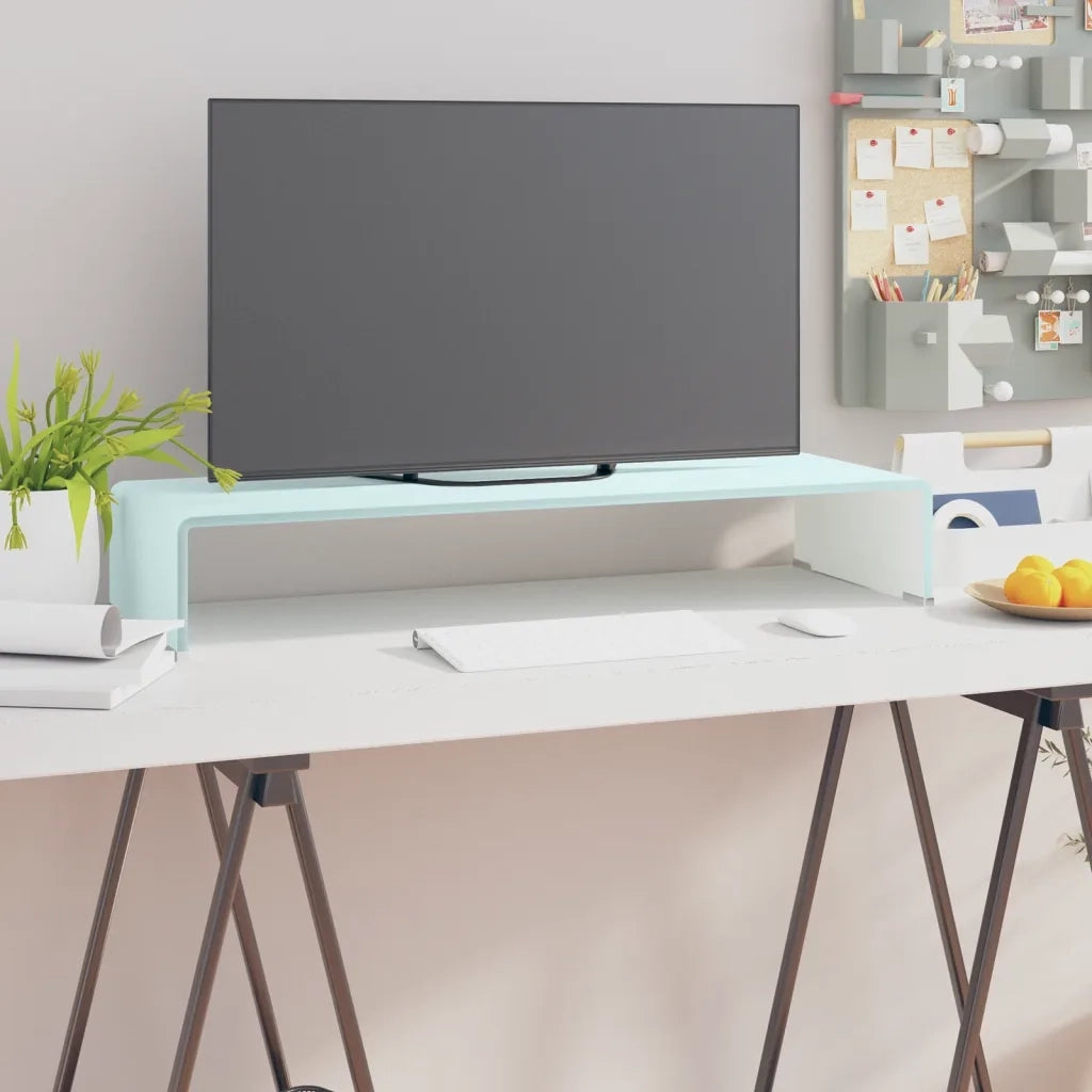 Supporto TV | Armadietto TV | Mobile Porta TV / Rialzo Monitor in Vetro Verde 80x30x13 cm