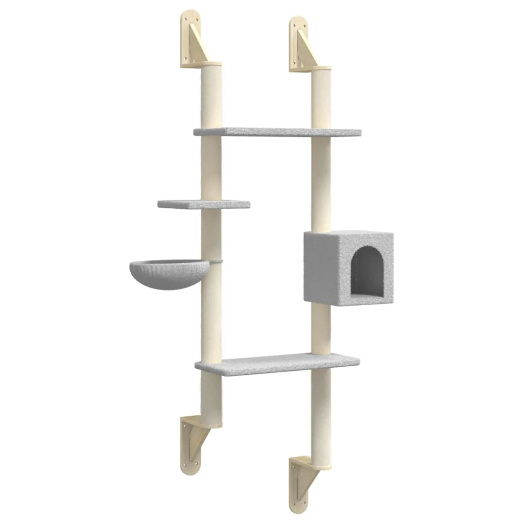 Tiragraffi per gatti Mobili per arrampicata su torre Raschietto per gatti Piattaforma da arrampicata a parete con tiragraffi trasparente 180 cm grigio 02_0022776