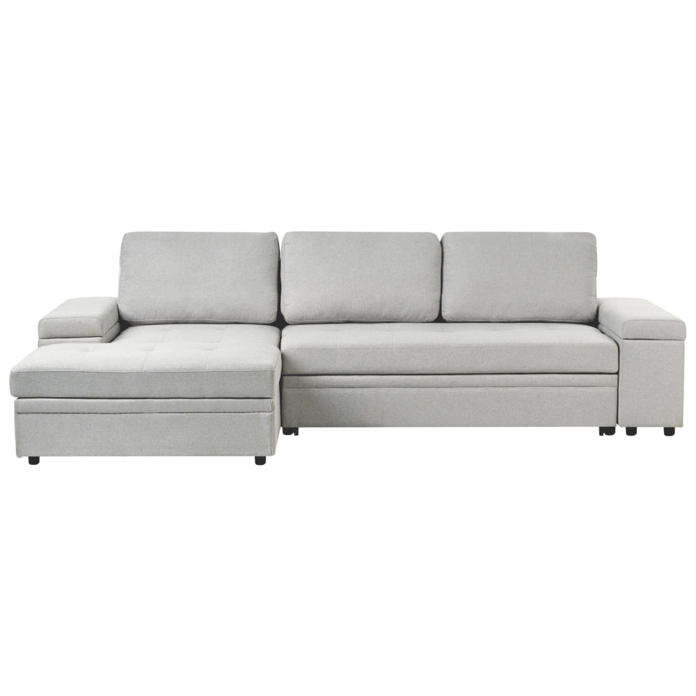 Divano letto angolare Grigio chiaro in tessuto imbottito Orientamento a destra con letto contenitore