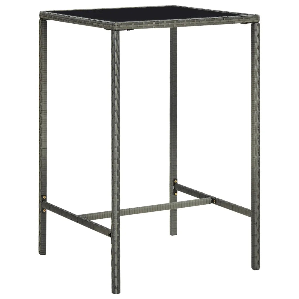 Set da Bar da Giardino 3 pz | Set Salotto da Giardino con Cuscini in Polyrattan Grigio