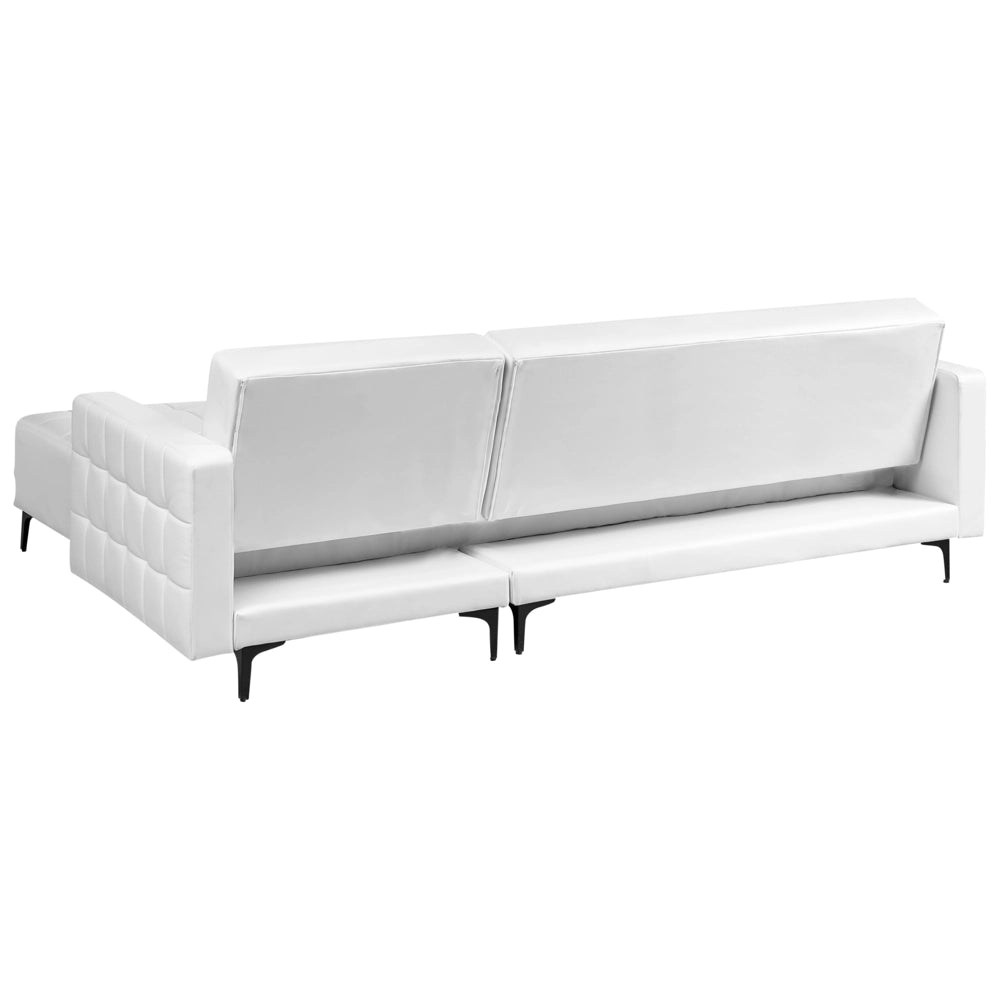 Divano letto angolare in ecopelle bianco versione sinistra stile moderno a L componibile versione sinistra