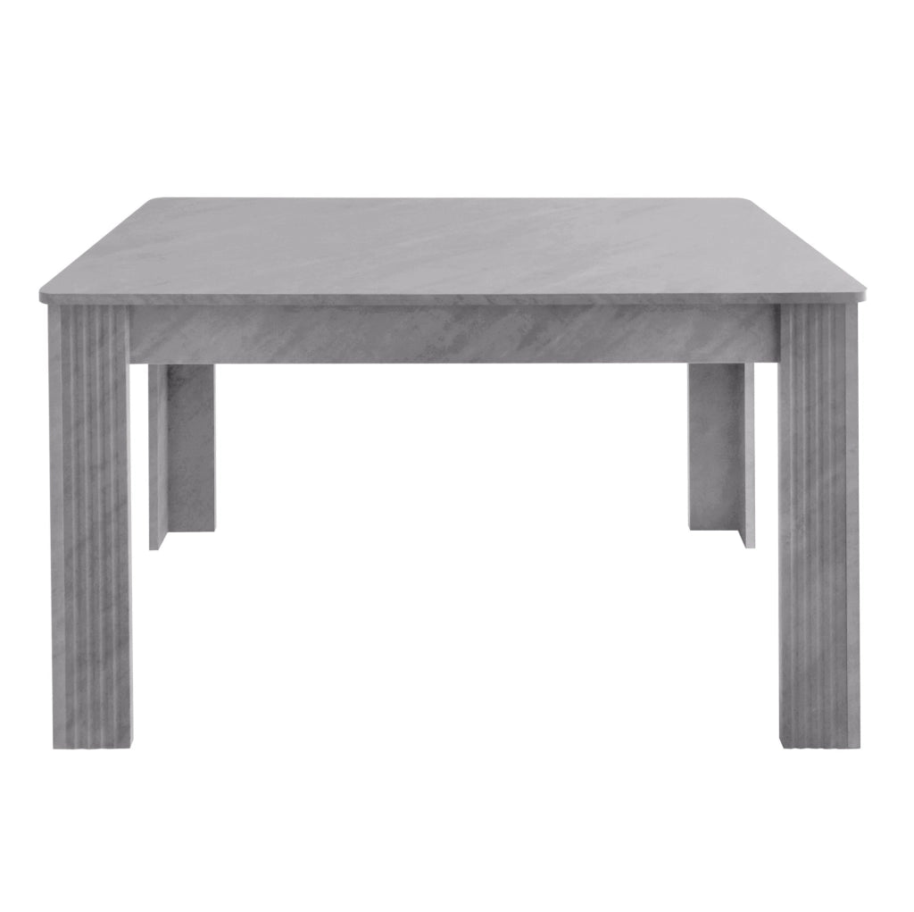 Tavolo da pranzo con 4 gambe spesse; pannello truciolare grigio