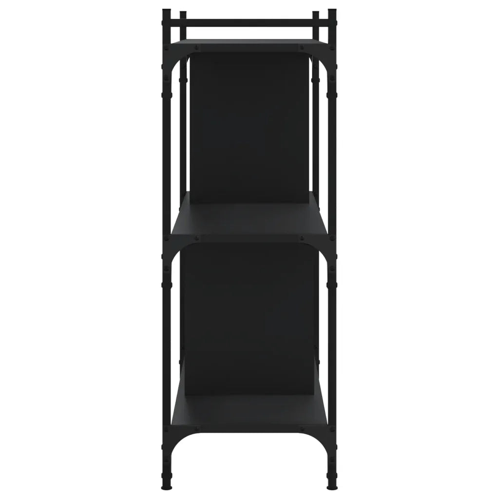 Libreria-Scaffale per Libri-Mobile di Stoccaggio Nera 3 Ripiani 76x32x88 cm Legno Multistrato