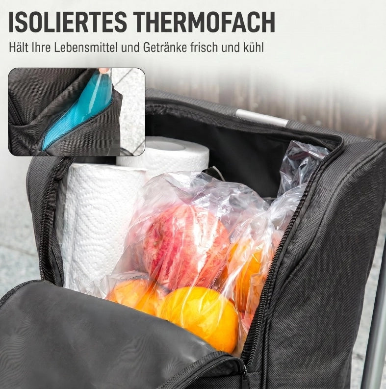 CARRELLO SPESA 3 in 1 46 L con vano termico, pieghevole, grigio scuro