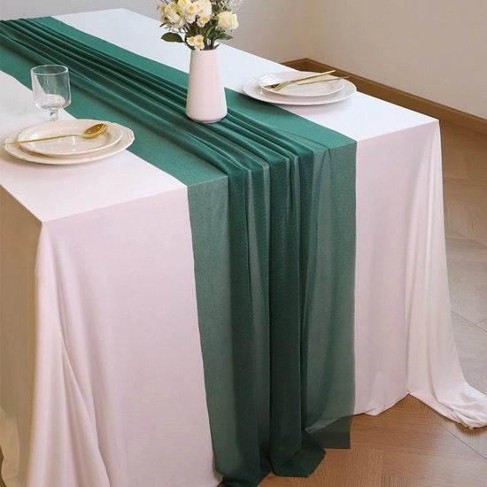 Tela da tavola trasparente chiffon - 30x300cm Tela da tavola romantica in stile bohemien - Decorazione da tavola per matrimoni, feste, docce di nozze, compleanni