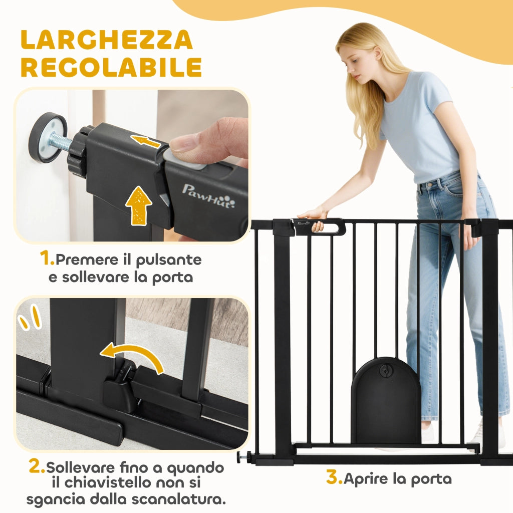 Cancellino per Cani Regolabile con Porta ¨C zephmum ¨C Nero 75-103x76 cm