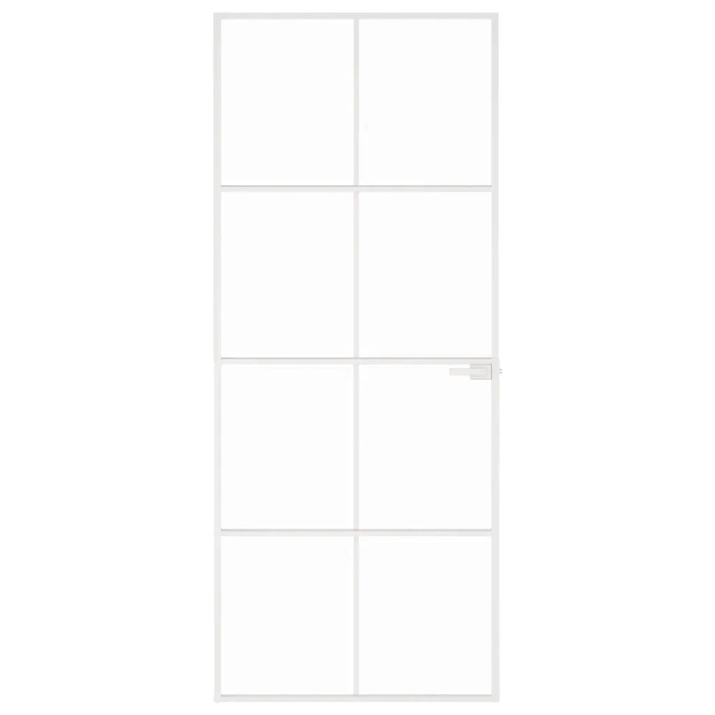 Porta Interna Bianca 83x201,5 cm Vetro Temperato Alluminio Slim 153671