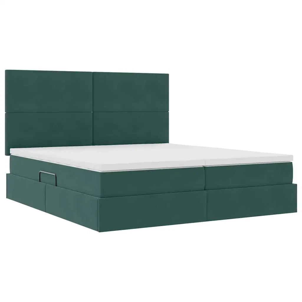 Letto con contenitore LED e materasso Verde Scuro 200 x 200 cm