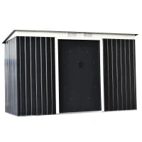 Casetta da Giardino Porta Utensili in Lamiera di Acciaio con Porte Scorrevoli, 280x130x172cm, Grigio-Nero