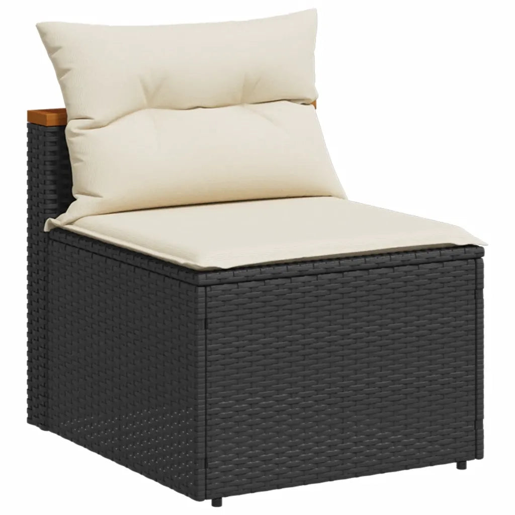 Set Divani da Giardino 5 pz con Cuscini Nero Polyrattan Acacia 3213537