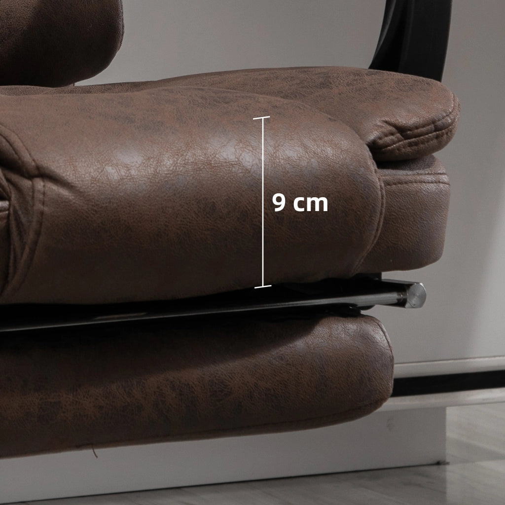 Poltrona da Ufficio 65x70x111-119 cm con Telecomando e 6 Punti di Massaggio in Microfibra Marrone