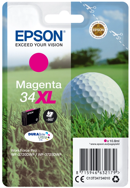 Epson Golf ball Singlepack Magenta 34XL DURABrite Ultra Ink