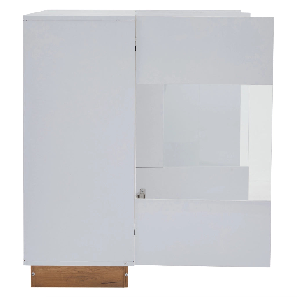 Credenza Lucida ¨C Xylo ¨C Bianco, Vetro e Legno, 138x38x90,5cm