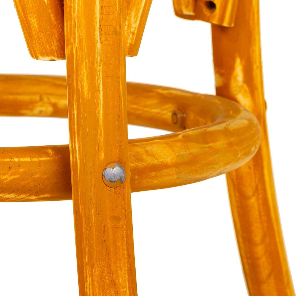 Sgabello in legno e seduta in rattan marrone d40x45h