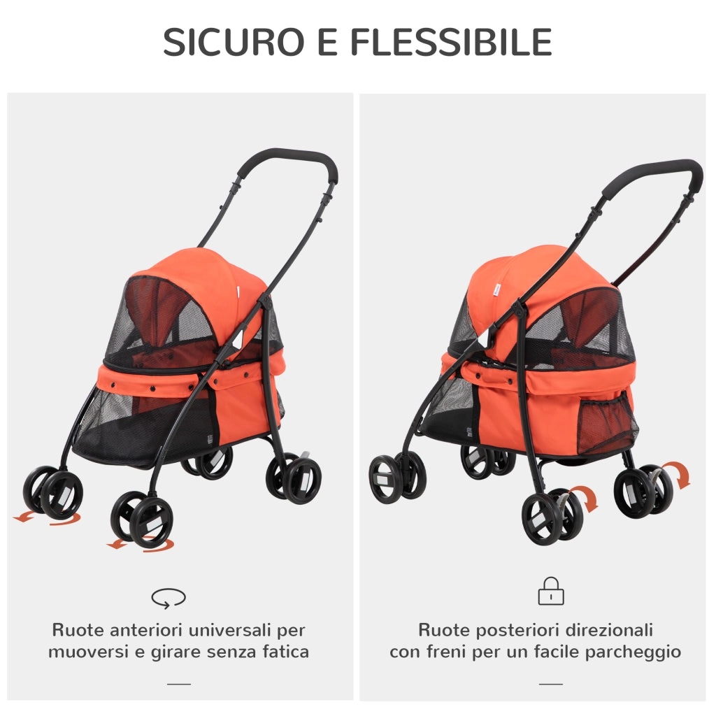 Passeggino per Cani Pieghevole ¨C zephmum ¨C Rosso e Nero, 82x47x97 cm