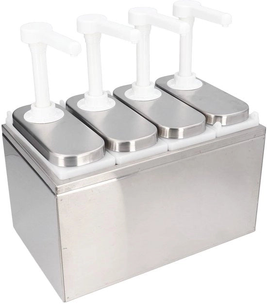 Dispensatore di salsiccia 1L - Dispensatore di salsiccia con pompa - Plastica/Acciaio inossidabile - Coperchio doseabile flessibile - Utile per cucina/ristorante - Fino a 35ml per pressione - Pompa per erbe