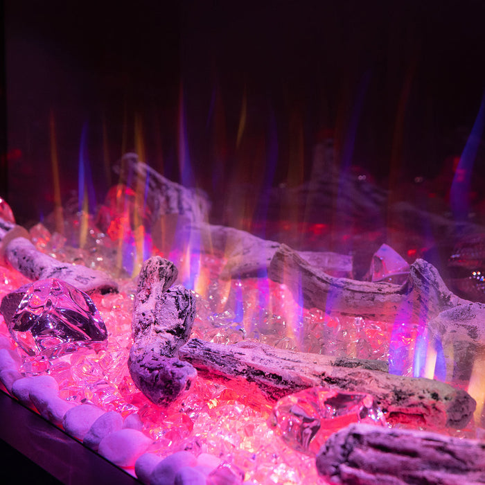 Camino Elettrico da Incasso 66x224x44 cm Effetto Fiamma 1500W Haiti 78 Nero